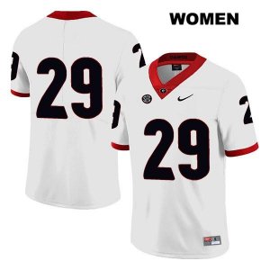Women's Georgia Bulldogs NCAA #29 Christopher Smith Nike Stitched White Legend Authentic No Name College Football Jersey MNP3654KJ